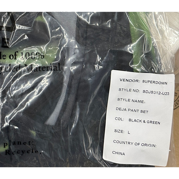 Superdown Black Sheer Flare Pant Set LARGE Crop Top Wicked Cochella Festival NEW - Picture 11 of 13